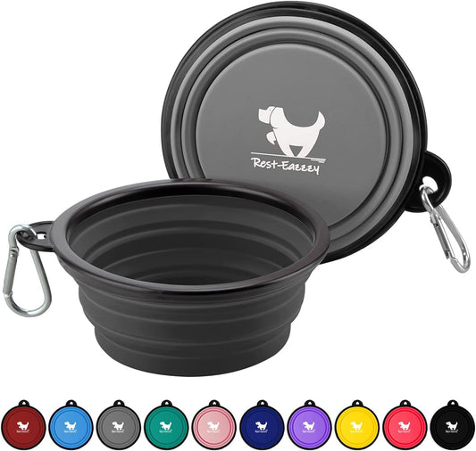 Rest-Eazzzy Collapsible Dog Bowls, 2 Pack Sturdy Portable Dog Water Bowls