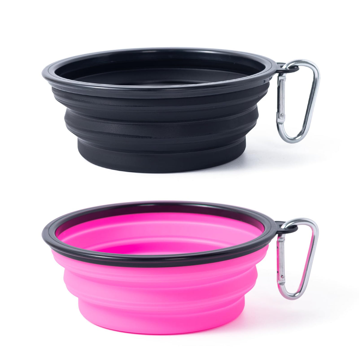 Dog Bowl Pet Collapsible Bowls, 2 Pack for Cats Dogs, Portable Pet Feeding Watering Dish for Walking Parking Traveling with 2 Carabiners (Small, Blue+Green)