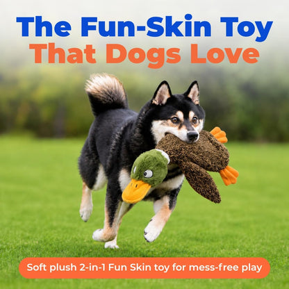 Best Pet Supplies 2-in-1 Fun Skin Stuffless Dog Toy - Wild Duck, Medium