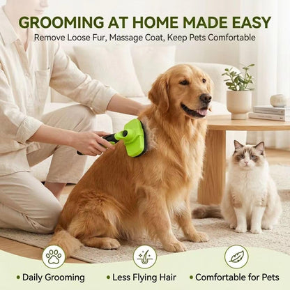 Cat & Dog Brush, Self Cleaning Slicker Brush for Long & Short Haired Pets, Deshedding Grooming Tool with Gentle Retractable Stainless Steel Pins, Reduces Shedding, Easy to Clean