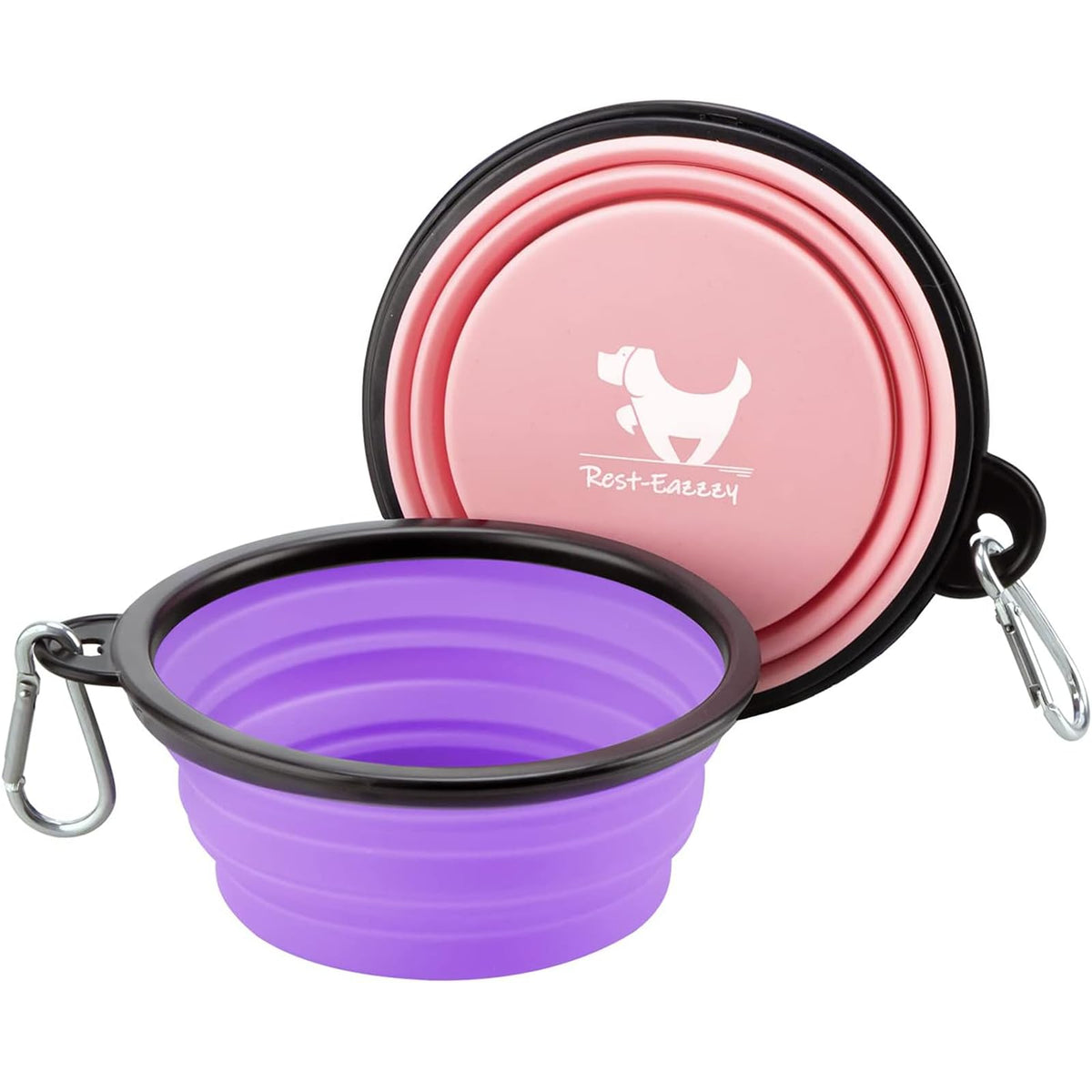 Rest-Eazzzy Collapsible Dog Bowls, 2 Pack Sturdy Portable Dog Water Bowls