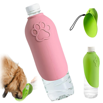 Dog Portable Water Bottle,Foldable Dog Water Bowl for Walks，Green
