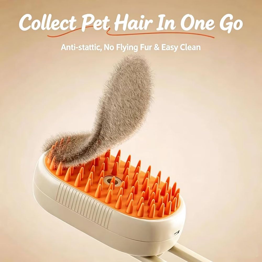 3 in 1 Pet Grooming Comb, Cat Steam Brush,Silicone Hair Shedding Steam Comb