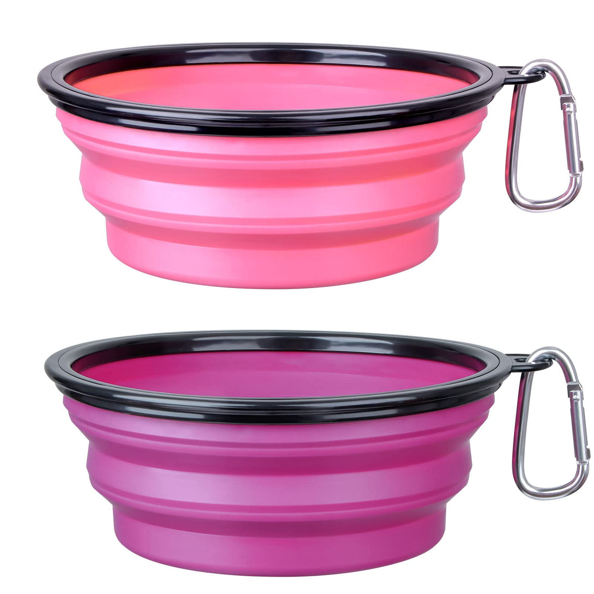 Dog Bowl Pet Collapsible Bowls, 2 Pack for Cats Dogs, Portable Pet Feeding Watering Dish for Walking Parking Traveling with 2 Carabiners (Small, Blue+Green)