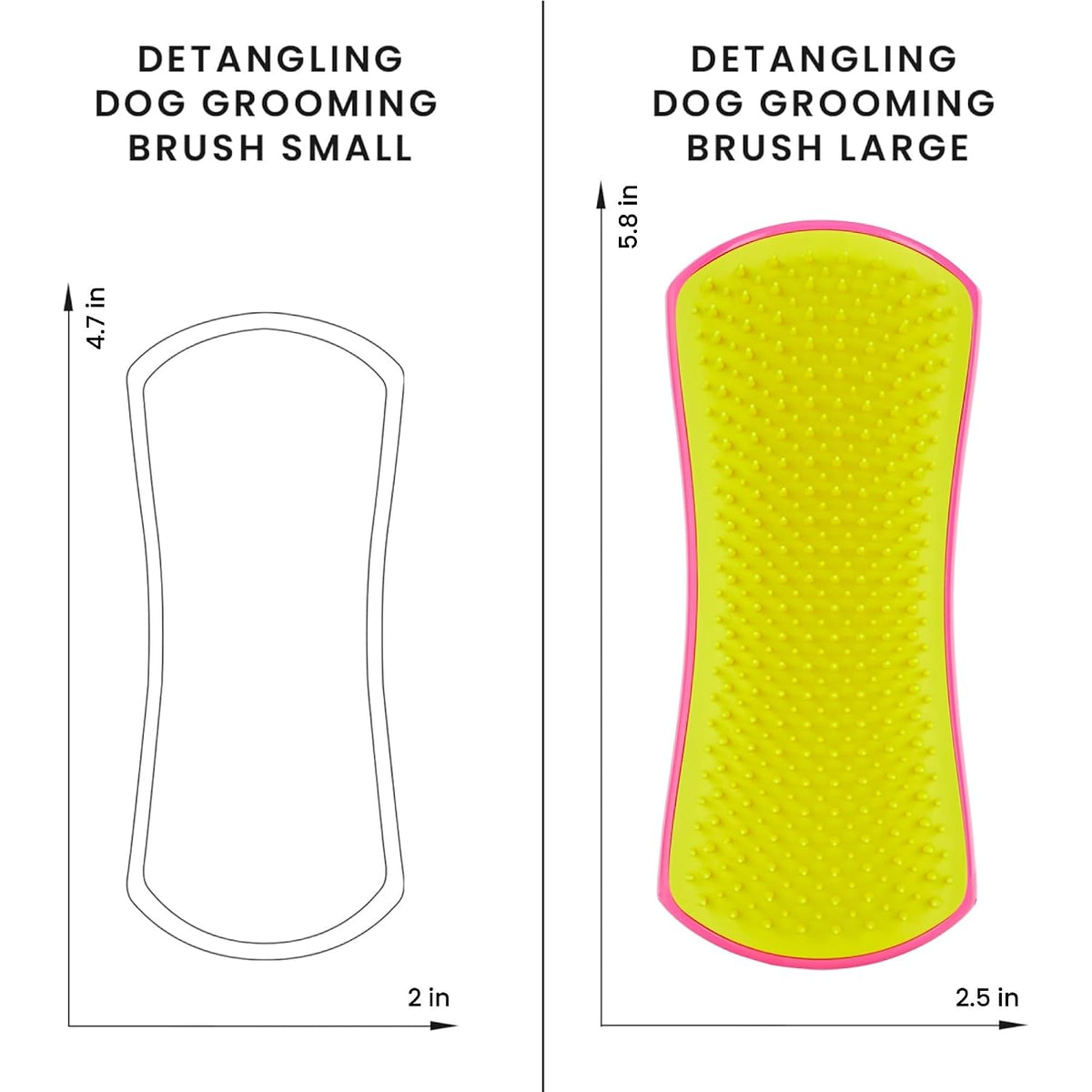 Pet Teezer Detangling Dog Brush for Long Hair Breeds, Large, Pink & Yellow