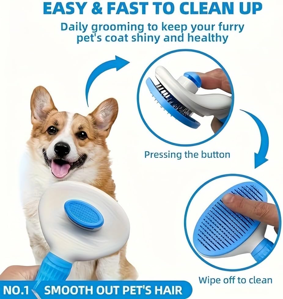 Cat Brush Self Cleaning, Ergonomic Handle,Slicker Cat Brush with Release Button,Tool Suitable for Cats and Dogs Pet Hair Cleaner, Easy to Remove Loose Undercoat ﻿ ﻿