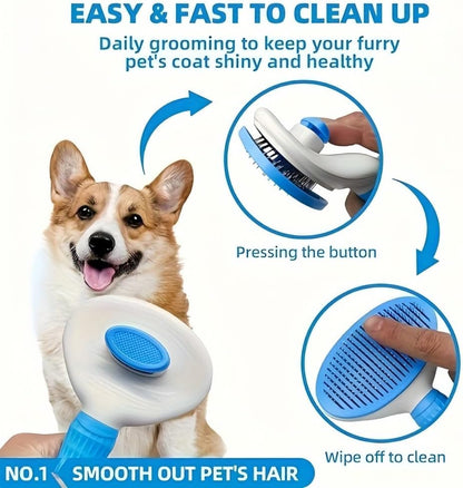 Cat Brush Self Cleaning, Ergonomic Handle,Slicker Cat Brush with Release Button,Tool Suitable for Cats and Dogs Pet Hair Cleaner, Easy to Remove Loose Undercoat ﻿ ﻿