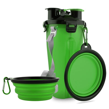 Dog Travel Water Bottle Collapsible Bowls, 2 in 1 Pet Food Container with Collapse Bowls, Outdoor Portable Water Bowls for Walking, Traveling, Camping and Hiking (Orange)