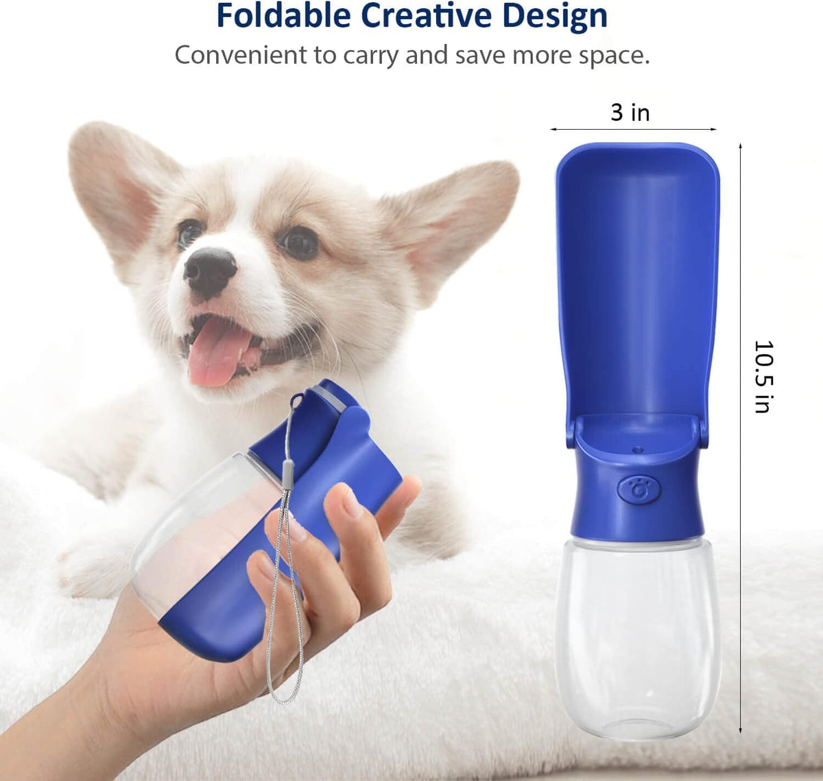 WePet Foldable Portable Dog Water Bottle Puppy Water Dispenser with Drinking Feeder, 12 OZ, High-Temperature Resistant Leak Proof for Pets Outdoor Walking, Hiking, Travel, Food Grade Plastic BPA Free