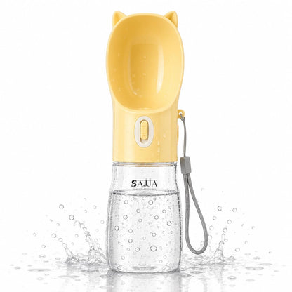 Dog Water Bottle Dispenser 380ml – Leak-Proof Lock, One-Hand Operation | Portable Pet Travel Water Bottle with Built-in Bowl | Purple-Don't Forget to Claim Your