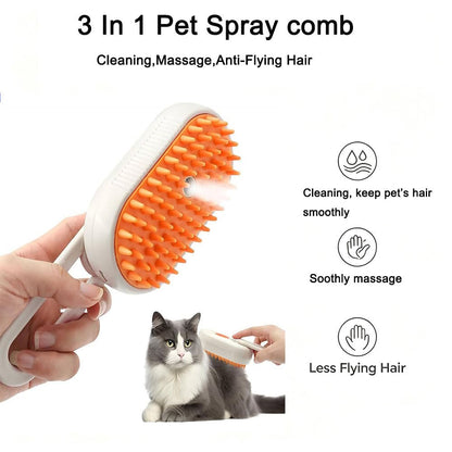 3 in 1 Pet Grooming Comb, Cat Steam Brush,Silicone Hair Shedding Steam Comb