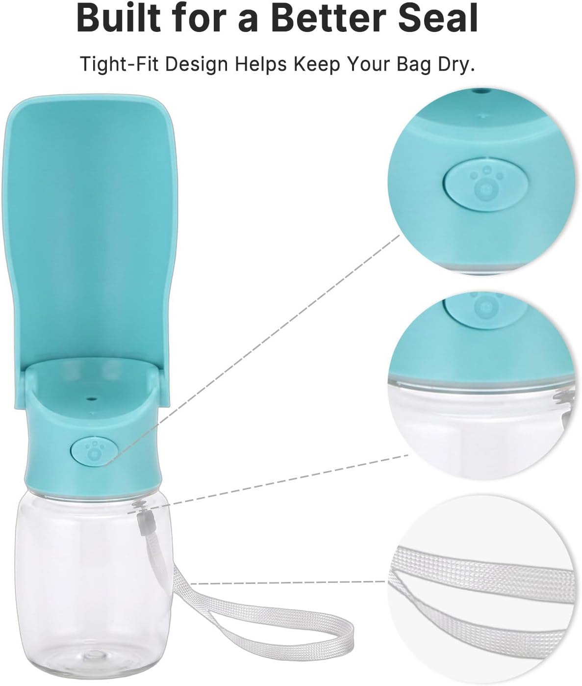 Portable Dog Water Bottle 350ml with Foldable Drinking Bowl, Leak-Resistant Pet Travel Water Dispenser for Dogs and Cats, Outdoor Walking Hiking Camping Travel Accessory
