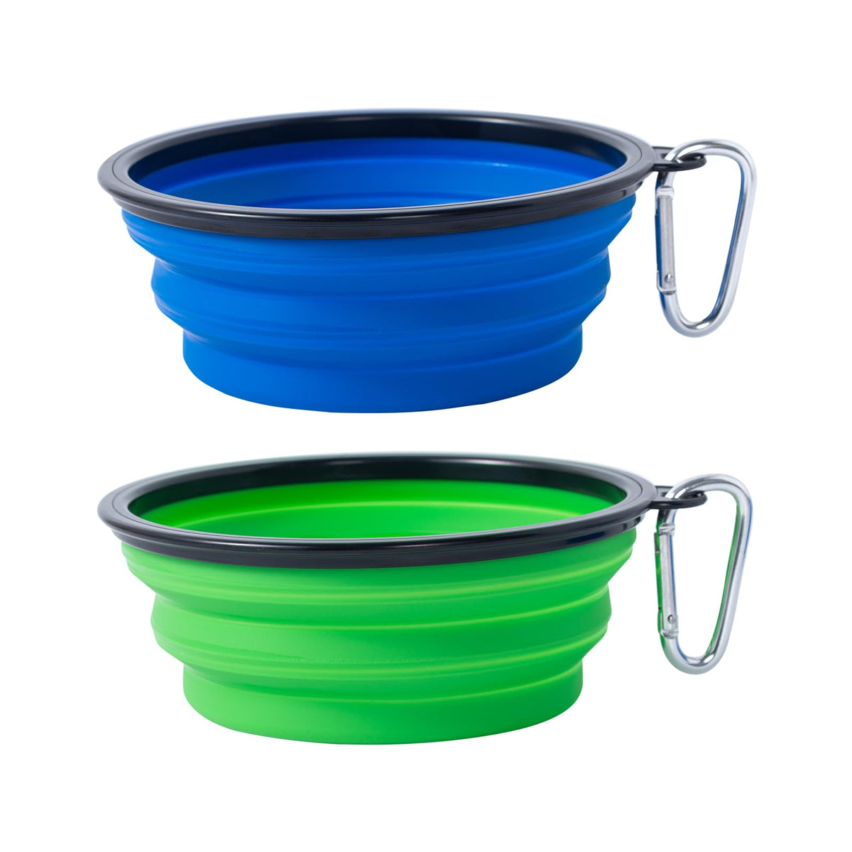 Dog Bowl Pet Collapsible Bowls, 2 Pack for Cats Dogs, Portable Pet Feeding Watering Dish for Walking Parking Traveling with 2 Carabiners (Small, Blue+Green)
