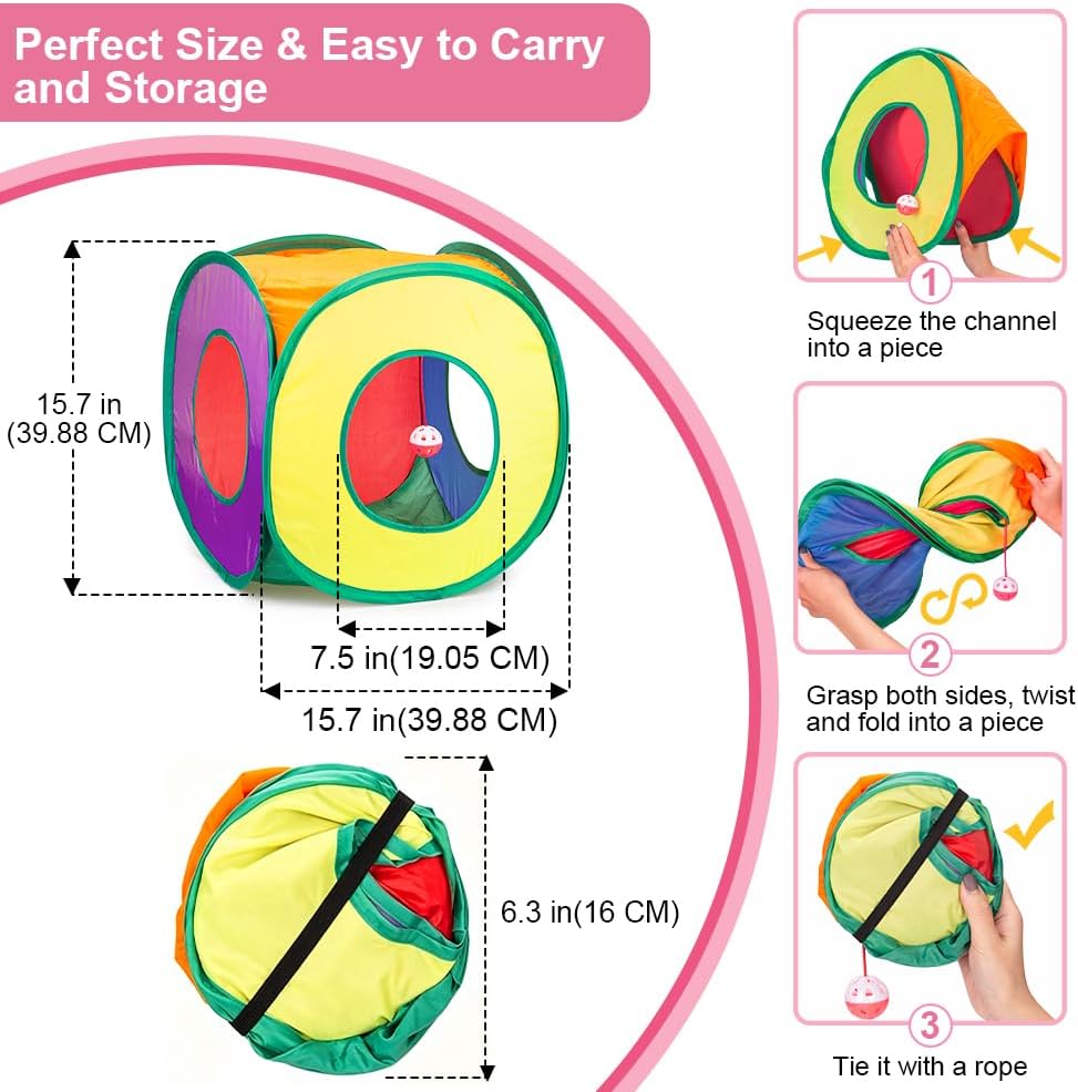 Retro Shaw 33Pcs Cat Toys Pack for Indoor Cats Kitten, with Cube Tunnel