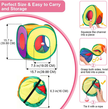 Retro Shaw 33Pcs Cat Toys Pack for Indoor Cats Kitten, with Cube Tunnel
