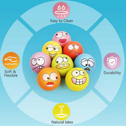 Squeaky Dog Toys Soft Latex Rubber Squeaky Dog Balls for Puppy Small Pet Dogs (8 Pack) (Round Balls)