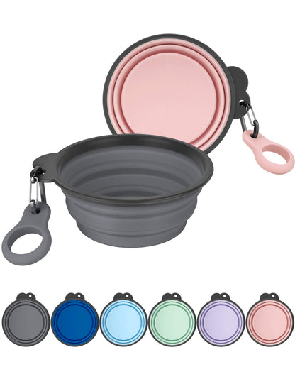 AONKEY 2 Pack Collapsible Dog Bowls with Bottle Carrier(Small 15oz)