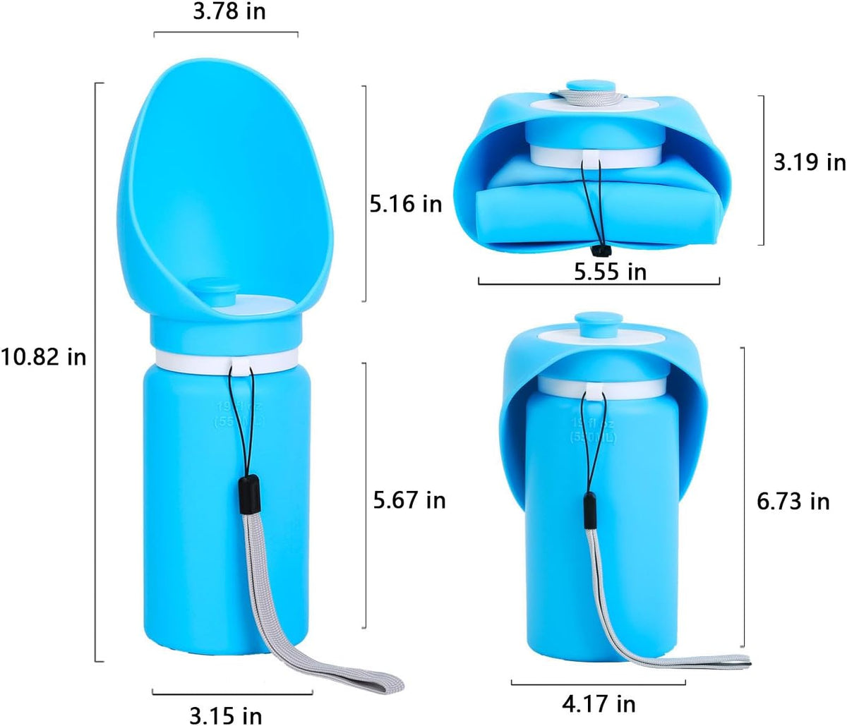 Portable Dog Water Bottle, Collapsible Water Bottle for Dogs Perfect for Walking, Hiking and Outdoors, Pet Drink Cup, Foldable Pet Travel Bowl with Wide Mouth Design, Leak Proof, Blue, 18.6oz/550ml