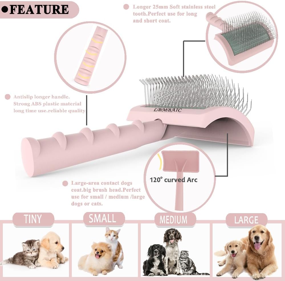 Dog Slicker Brush for Doodles Poodles Fluffy Deshedding Loose Hair.