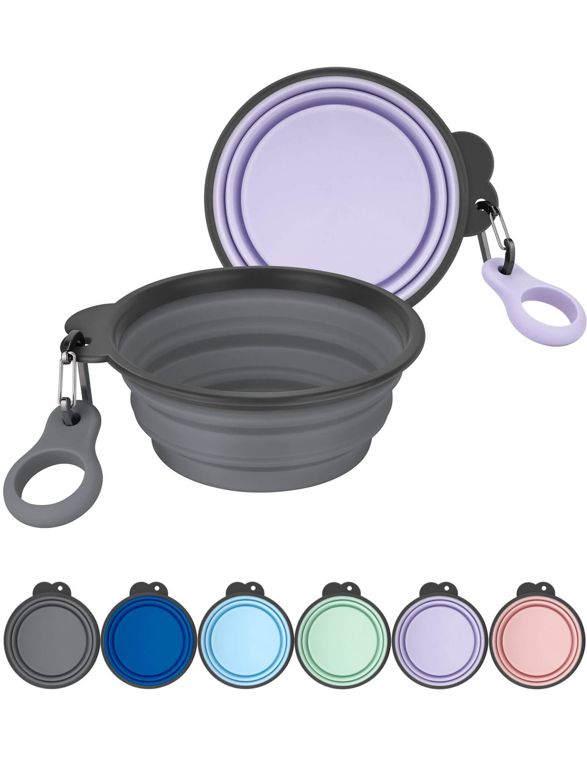 AONKEY 2 Pack Collapsible Dog Bowls with Bottle Carrier(Small 15oz)