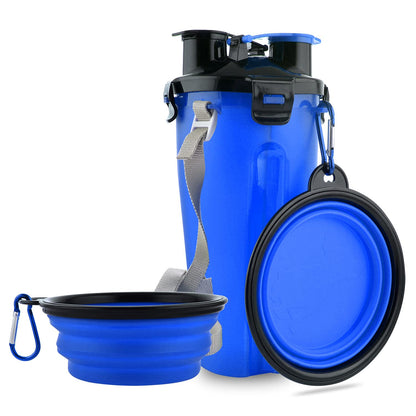 Dog Travel Water Bottle Collapsible Bowls, 2 in 1 Pet Food Container with Collapse Bowls, Outdoor Portable Water Bowls for Walking, Traveling, Camping and Hiking (Orange)