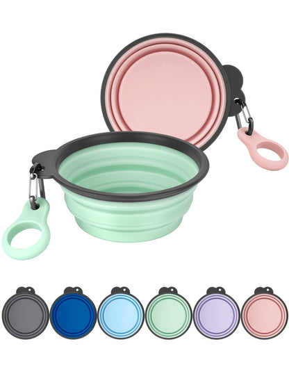 AONKEY 2 Pack Collapsible Dog Bowls with Bottle Carrier(Small 15oz)