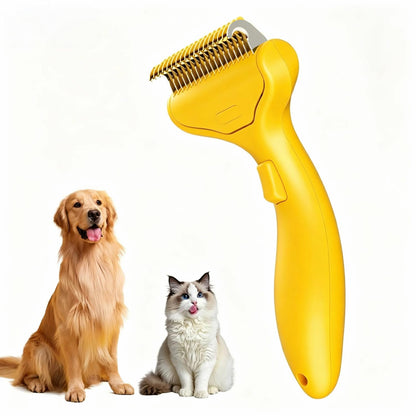 Undercoat Rake for Dogs & Cats, Self‑Clean Deshedding Brush, Dematting Comb