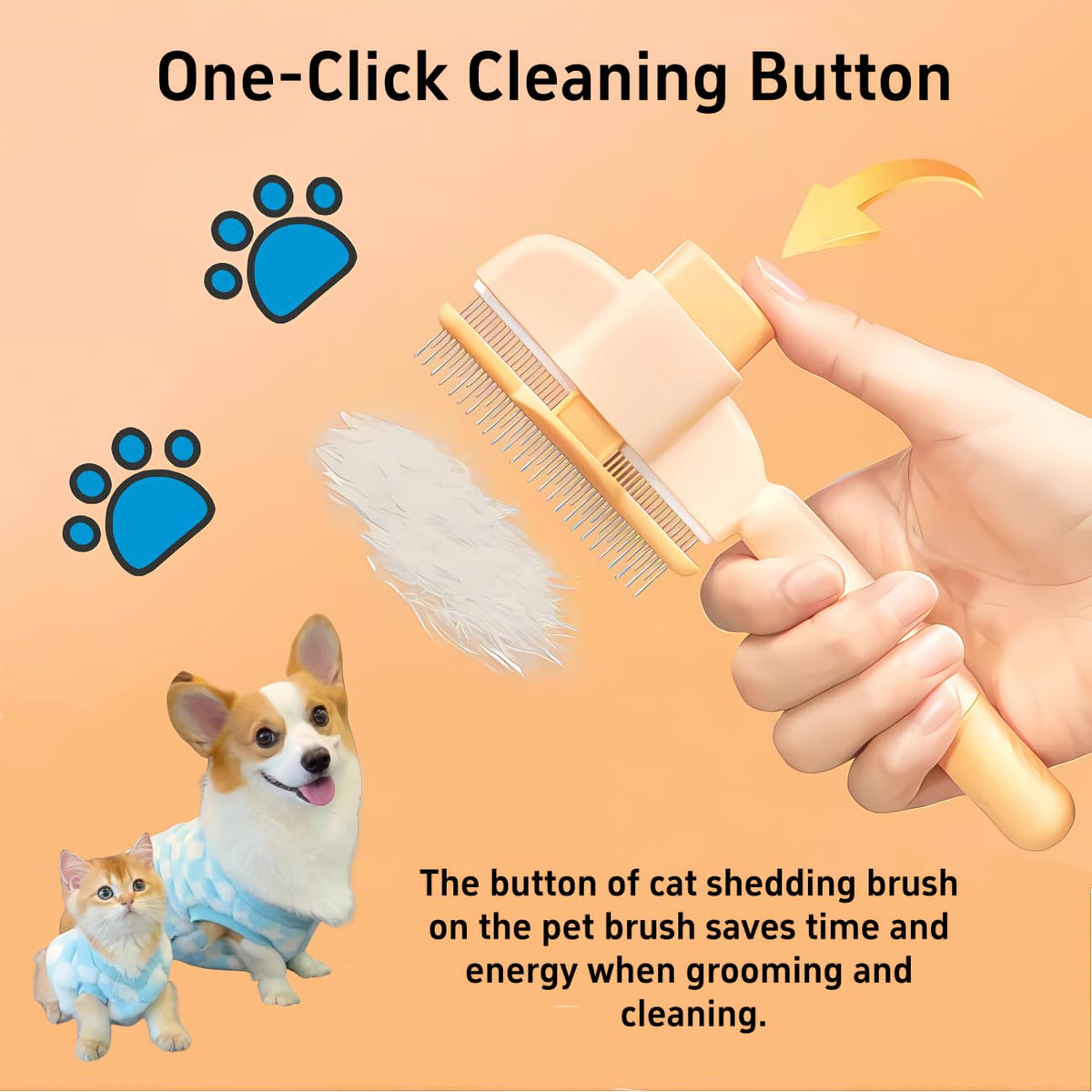 TemApex 2PCS Pet Comb for Dogs & Cats with Long & Short Stainless Steel Metal Teeth for Shedding and Tangles, Self-Cleaning Pet Comb for Dogs and Cats, Comfort and safety