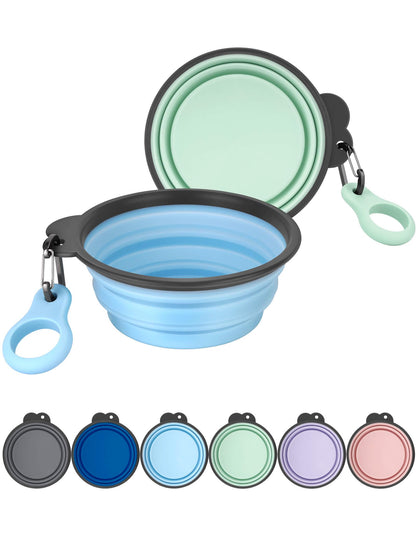 AONKEY 2 Pack Collapsible Dog Bowls with Bottle Carrier(Small 15oz)