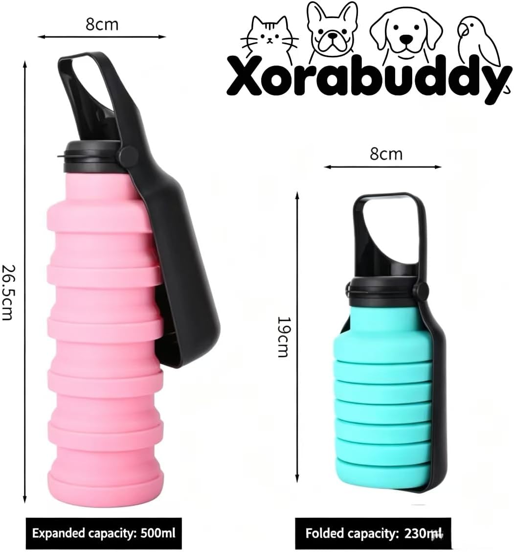 Portable Dog Water Bottle Foldable, 500ml, Blue