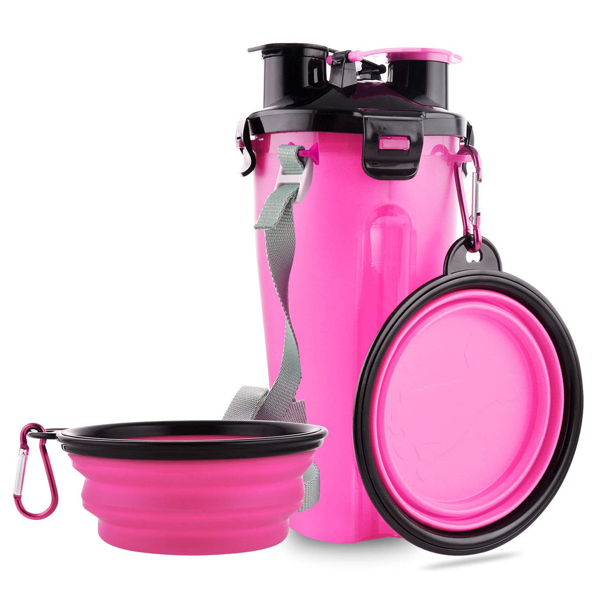 Dog Travel Water Bottle Collapsible Bowls, 2 in 1 Pet Food Container with Collapse Bowls, Outdoor Portable Water Bowls for Walking, Traveling, Camping and Hiking (Orange)