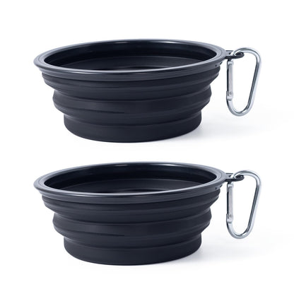 Dog Bowl Pet Collapsible Bowls, 2 Pack for Cats Dogs, Portable Pet Feeding Watering Dish for Walking Parking Traveling with 2 Carabiners (Small, Blue+Green)