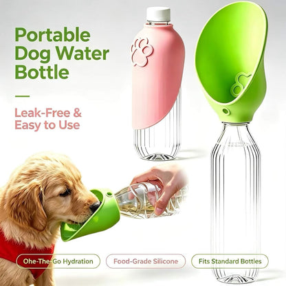 2PCS Dog Water Bottle Adapter Portable Silicone Dog Water Dispenser for Standard Water Bottles Leak Proof Outdoor Foldable Pet Water Feeder Bowl Dog Cat Walking Hiking Travel (Pink+Green)
