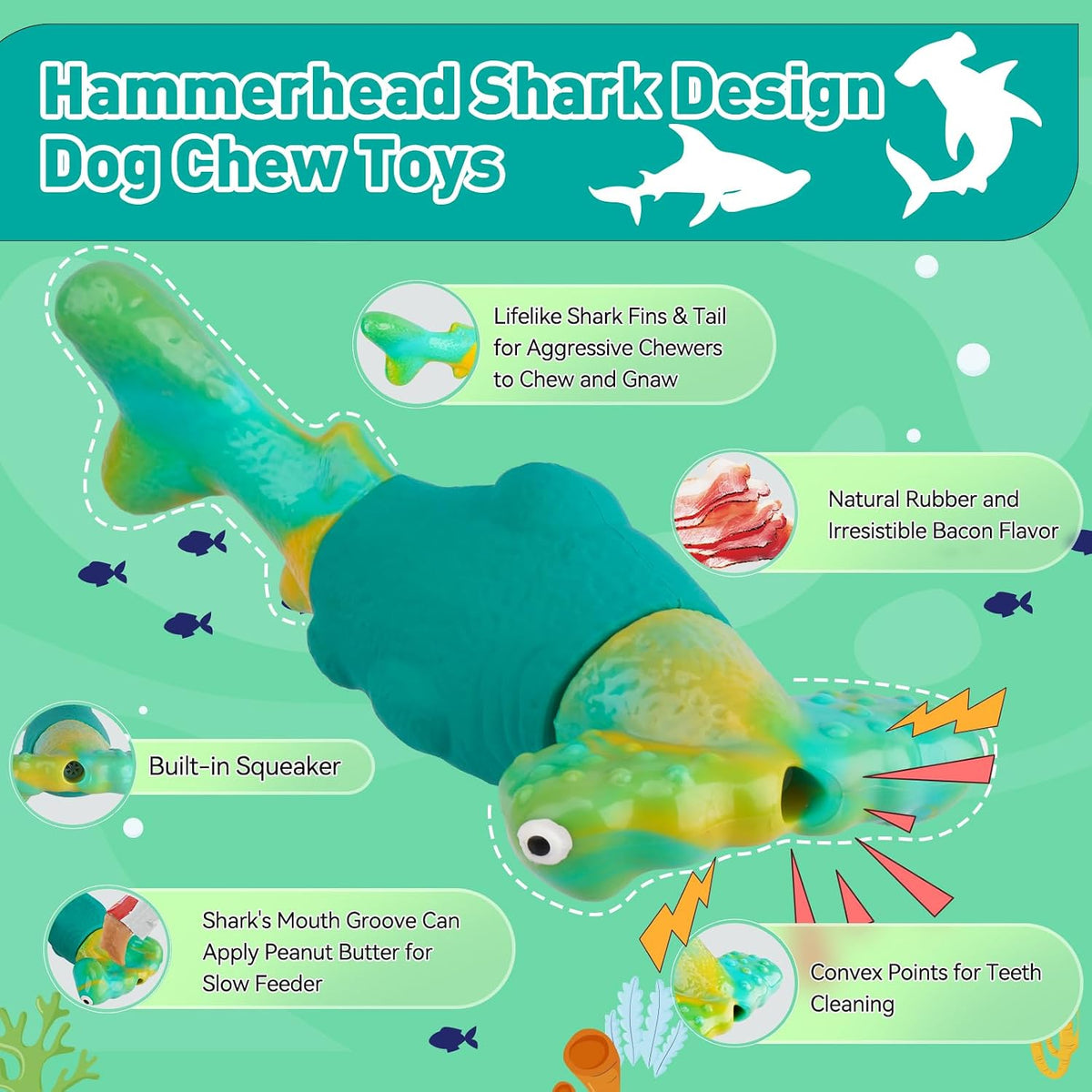 BIKIISEN Dog Toys for Aggressive Chewers, Squeaky Tough Chew Toys