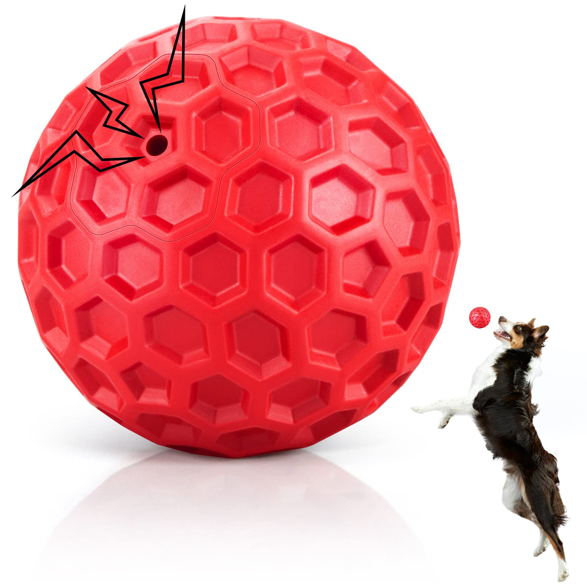 DISSKNIC Indestructible Squeaky Dog Ball, Relieves Anxiety, Cleans Teeth, Interactive Chew Toy for Aggressive Chewers, Dog Toy for Large Breeds, Outdoor Waterproof