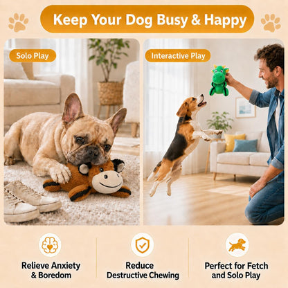 Drmstow 3-Pack Squeaky Plush Dog Toys for Small and Medium Dogs