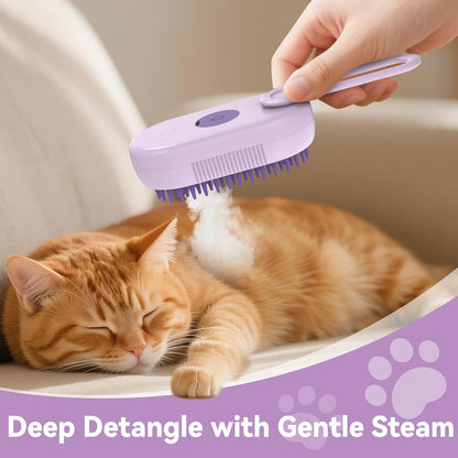 Pet Grooming Brush with Gentle Cool Water Mist for Long & Short Haired Cats and Dogs（Purple）