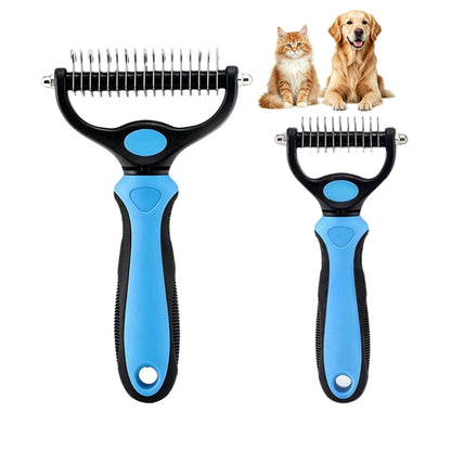 Dematting Comb for Dogs and Cats, Undercoat Rake Pet Brush for Long Hair, Deshedding Dog Brush Removes Tangles Knots and Loose Fur, Grooming Tool for Thick Coats (Blue L)