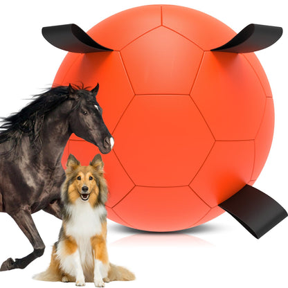 QDAN Dog Toys Dog Balls, 6 Inch Dog Soccer Ball with Straps, Herding Balls