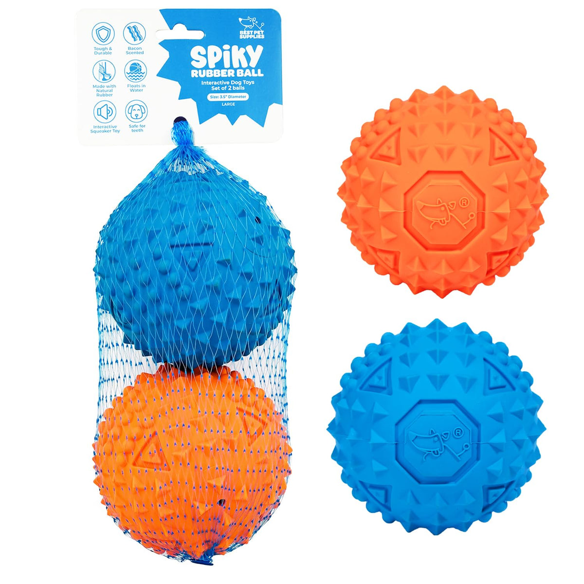 Best Pet Supplies Interactive Squeaky Dog Toy - Crinkle Duck, Blue