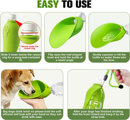 2pcs Portable Dog Water Bottle Attachment, Slip-on Pet Water Bowl for Walks