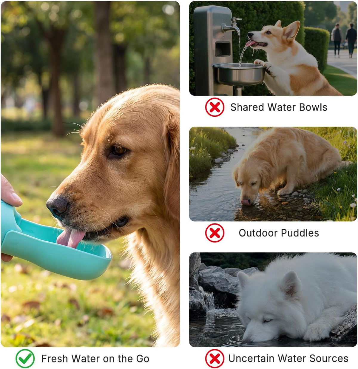 Portable Dog Water Bottle 350ml with Foldable Drinking Bowl, Leak-Resistant Pet Travel Water Dispenser for Dogs and Cats, Outdoor Walking Hiking Camping Travel Accessory