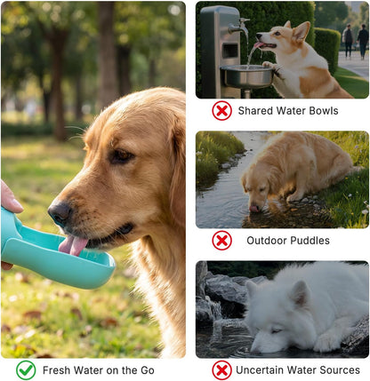 Portable Dog Water Bottle 350ml with Foldable Drinking Bowl, Leak-Resistant Pet Travel Water Dispenser for Dogs and Cats, Outdoor Walking Hiking Camping Travel Accessory