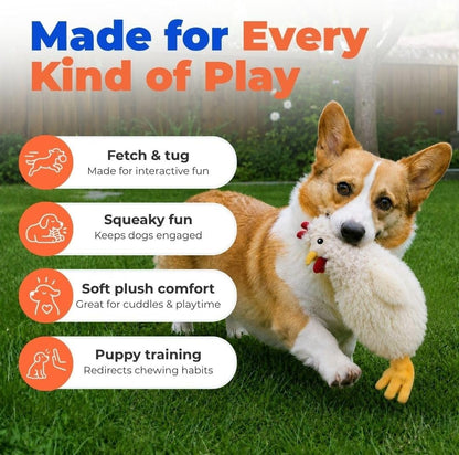 Best Pet Supplies Interactive Squeaky Dog Toy - Crinkle Chicken, Beige