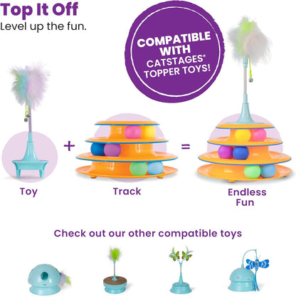 Catstages Tower of Tracks Interactive Cat Toy, 6 Spinning Balls, 10" x 5.3"