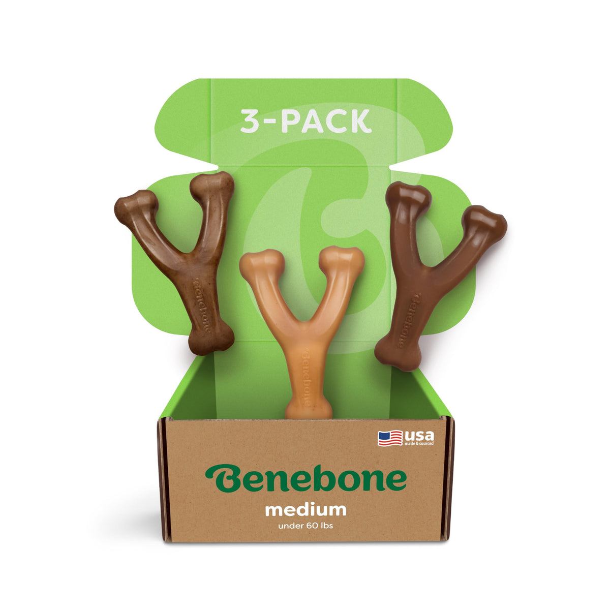 Benebone Wishbone Dog Chew Toy for Aggressive Chewers, Real Bacon, Medium