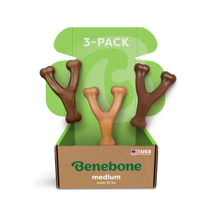 Benebone Wishbone Dog Chew Toy for Aggressive Chewers, Real Bacon, Medium