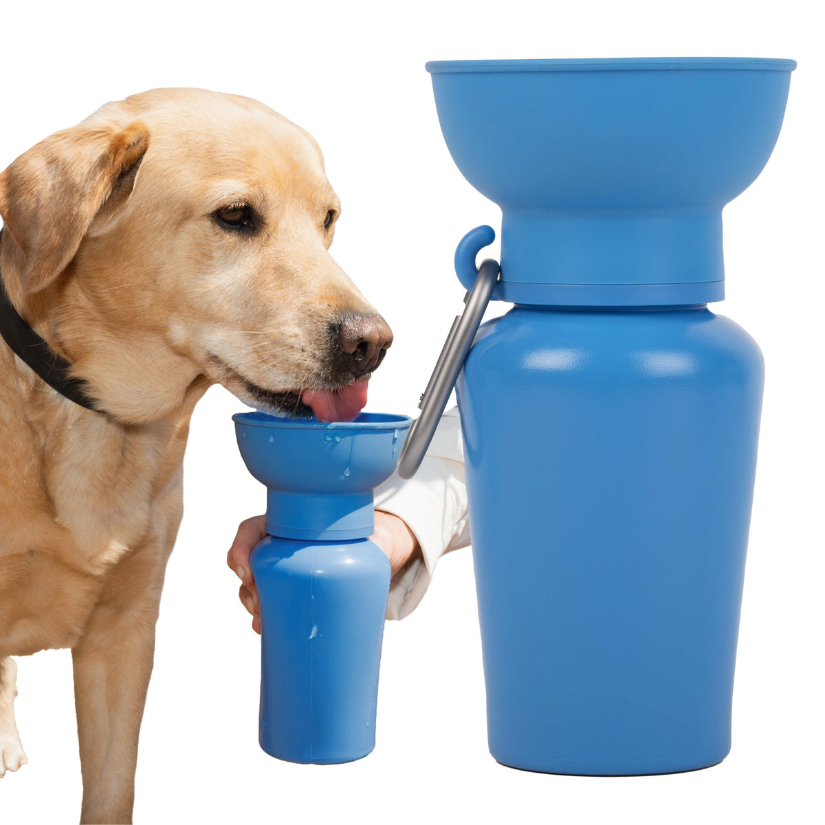 Springer Dog Water Bottle | Portable Travel Drinking Feeder Dispenser for Dogs & Puppies | As Seen on Shark Tank | Leak-Proof Bowl | BPA-Free | Outdoor Walking, Hiking & Travel | 22oz Blue