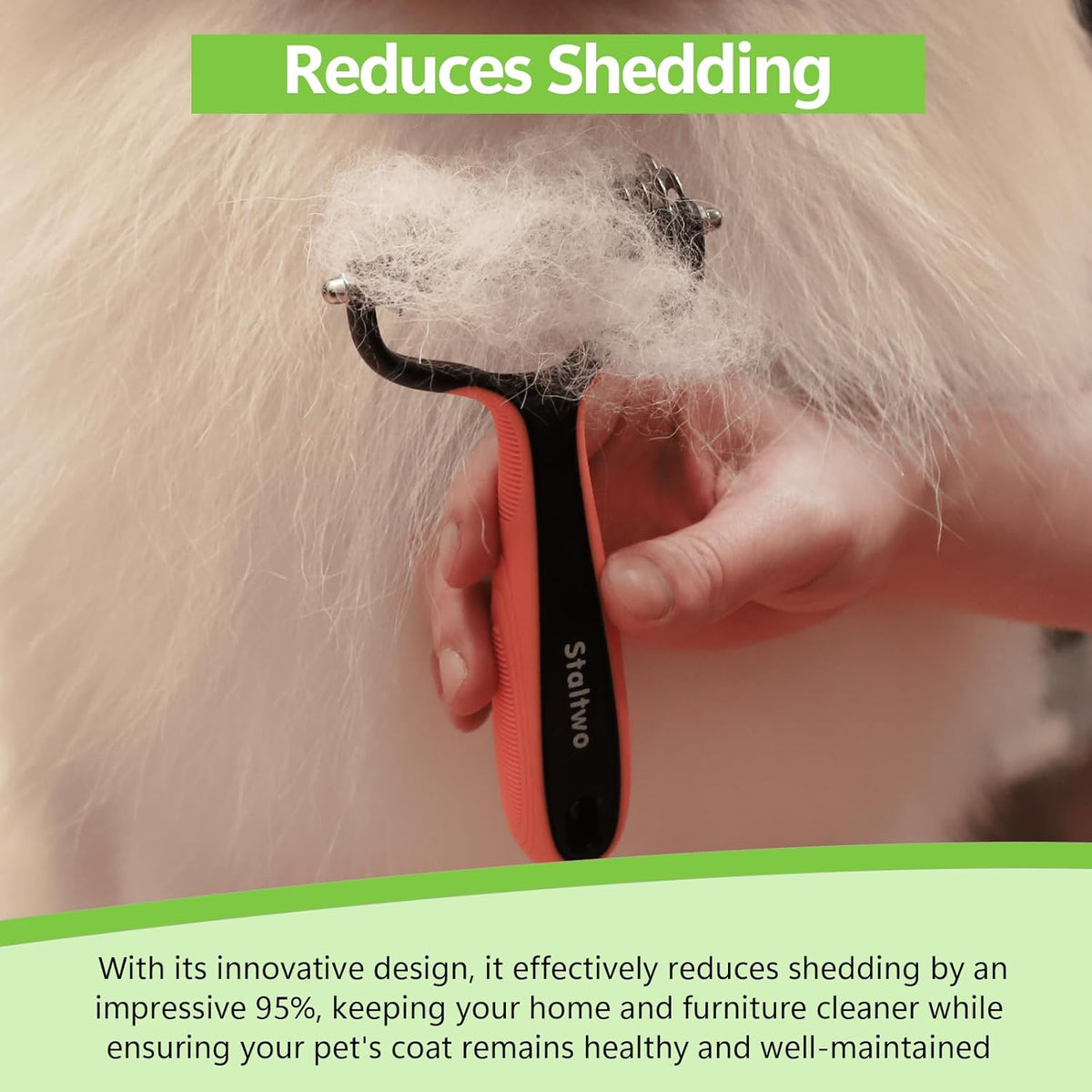Staltwo Deshedding Dog Brush for Shedding, Undercoat Rake for Dog&Cat