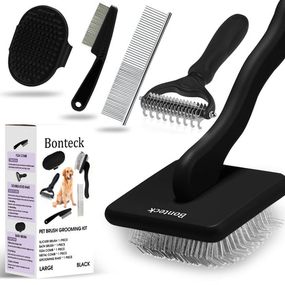 Bonteck Dog Slicker Brush for Dogs Grooming Kit 5PCS Long Haired Doodles